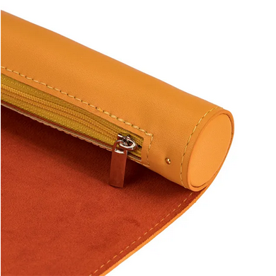 Burnt Yellow Roll Up Leatherette Dice Mat Dice Box Foam Brain Games