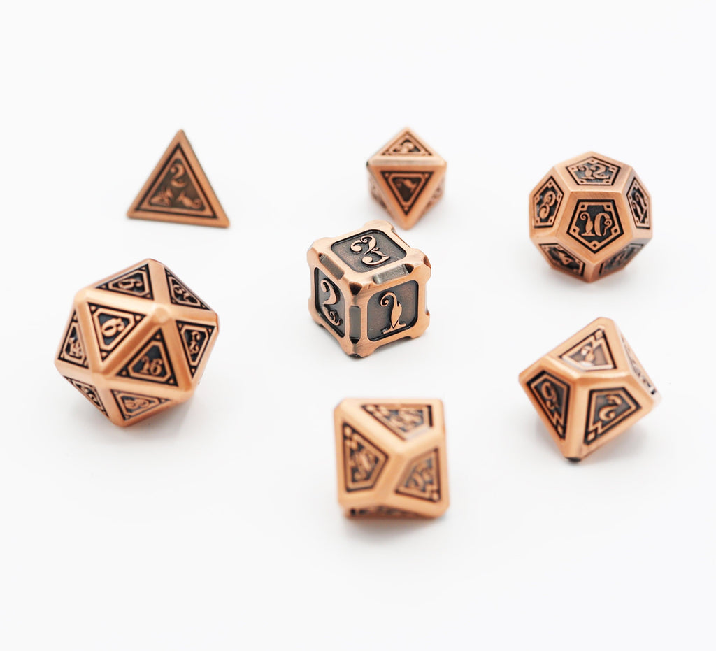 Alchemist Metals: Copper - Metal RPG Dice Set Metal Dice Foam Brain Games