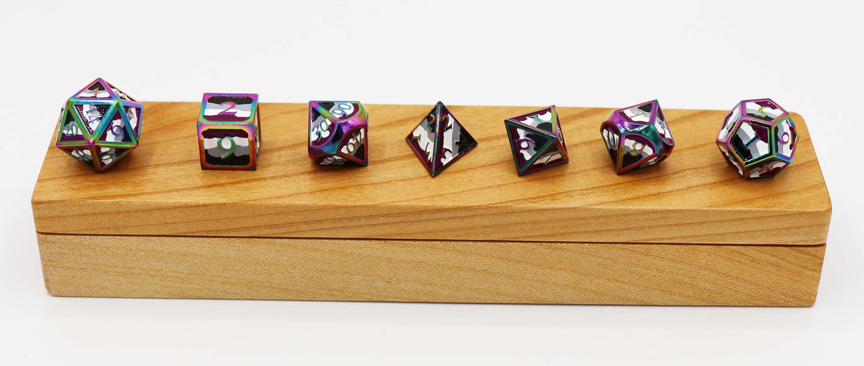 Asexual Pride Flag - Metal RPG Dice Set Metal Dice Foam Brain Games