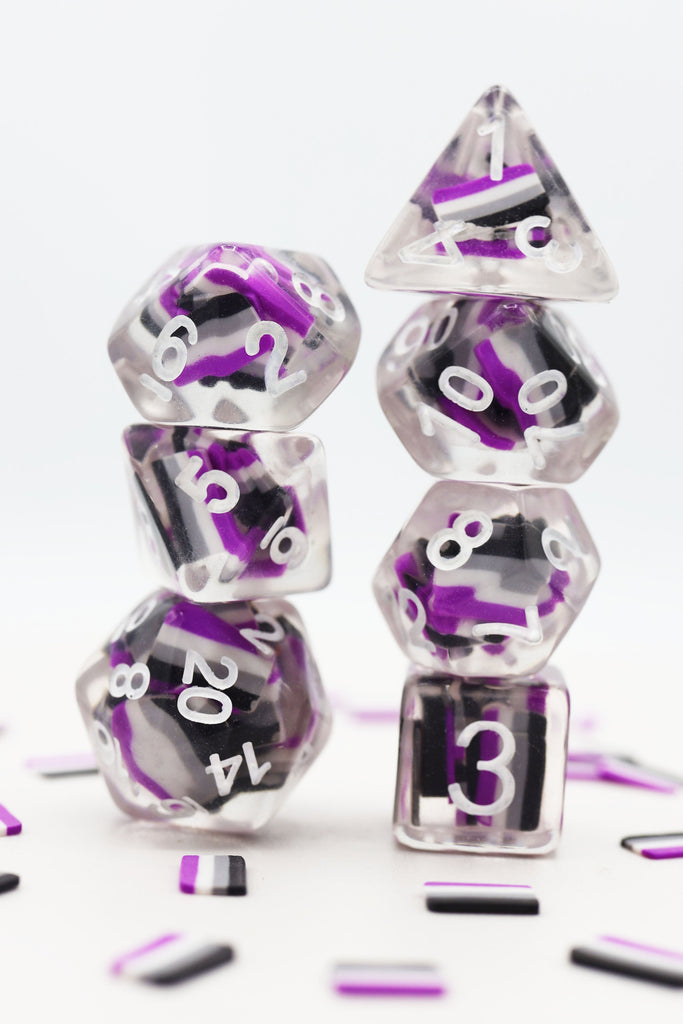 Asexual Flag RPG Dice Set Plastic Dice Foam Brain Games