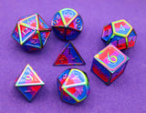 Bisexual Pride Flag - Metal RPG Dice Set Metal Dice Foam Brain Games