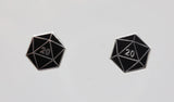 D20 Stud Earrings: Black Jewelry Foam Brain Games
