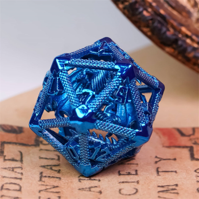 Hollow Dragon Keep D20 - Blue Metal Dice Foam Brain Games