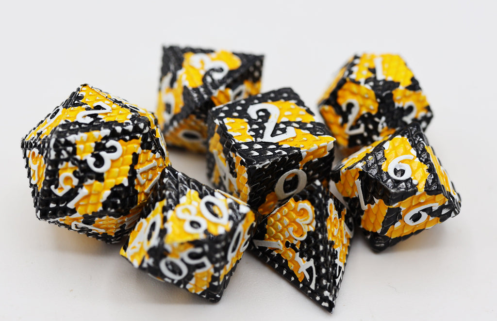 Dragon Scale: Bumblebee - Metal RPG Dice Set Metal Dice Foam Brain Games