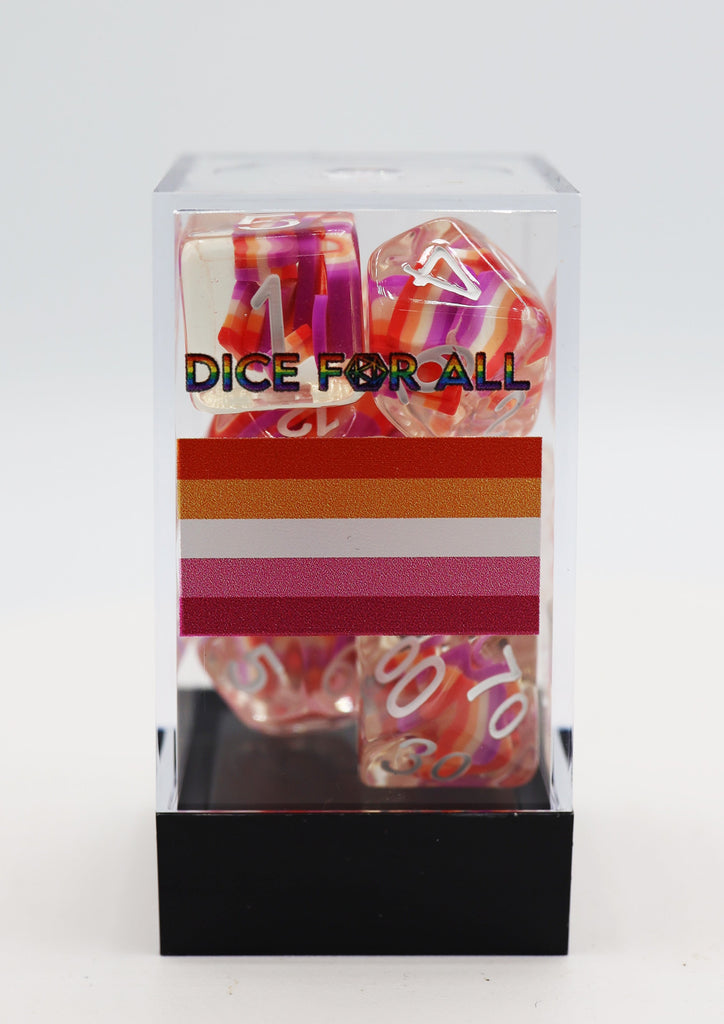 Lesbian Flag RPG Dice Set Plastic Dice Foam Brain Games