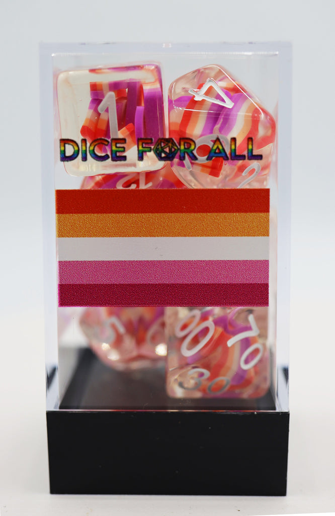 Lesbian Flag RPG Dice Set Plastic Dice Foam Brain Games