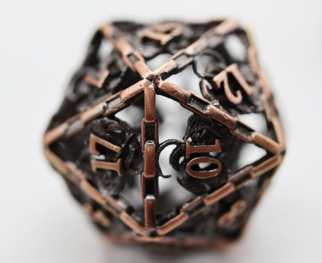 Chained Dragon: Copper - Hollow Metal RPG Dice Set Metal Dice Foam Brain Games