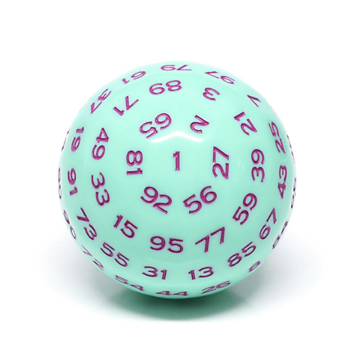 45mm D100 -  Mint Rose Plastic Dice Foam Brain Games