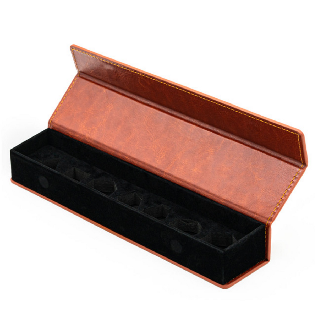 Magnetic Dice Vault - Brown Leatherette Dice Box Foam Brain Games