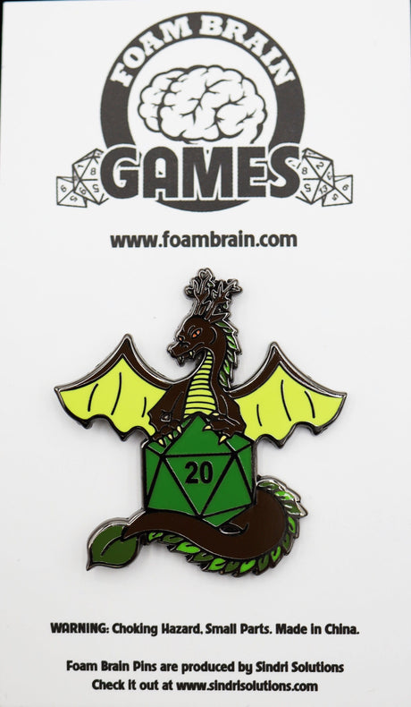 Dice Dragon Pin - Earth Enamel Pin Foam Brain Games