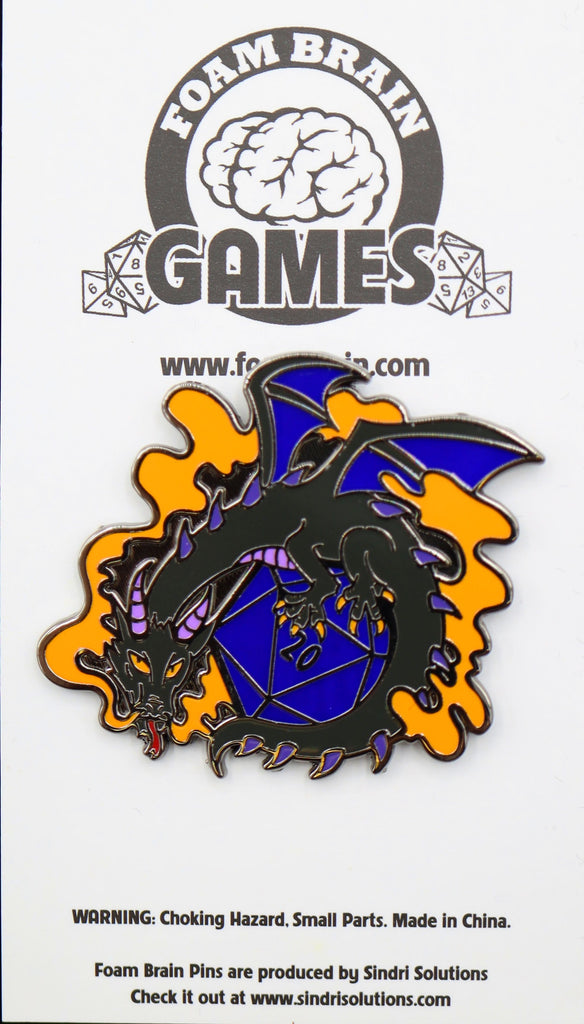 Dice Dragon Pin - Smoke Enamel Pin Foam Brain Games