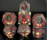 Sharp Edge Glow in the Dark Liquid Core RPG Dice Set - Midnight Rose