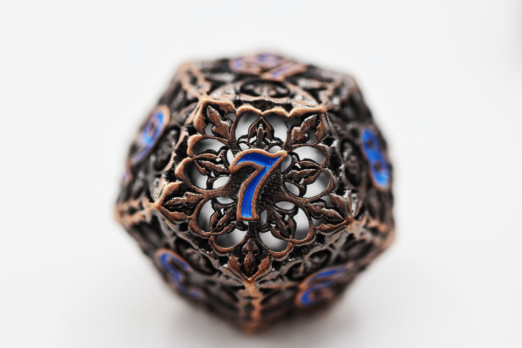 Fleur de Lis: Copper Azul - Hollow Metal RPG Dice Set Metal Dice Foam Brain Games