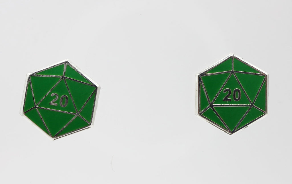 D20 Stud Earrings: Green Jewelry Foam Brain Games