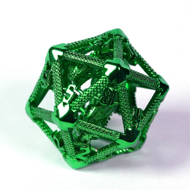 Hollow Dragon Keep D20 - Green Metal Dice Foam Brain Games