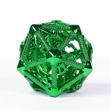 Hollow Dragon Keep D20 - Green Metal Dice Foam Brain Games