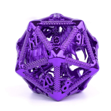 Hollow Dragon Keep D20 - Purple Metal Dice Foam Brain Games