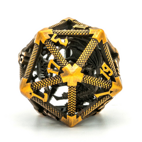 Hollow Dragon Keep D20 - Gold Metal Dice Foam Brain Games