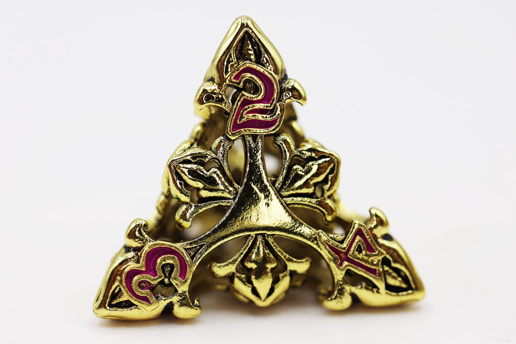 Fleur de Lis: Gilded Magenta - Hollow Metal RPG Dice Set Metal Dice Foam Brain Games