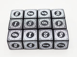 12 piece D6s - Magic Burst White Plastic Dice Foam Brain Games