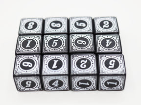 12 piece D6s - Magic Burst White Plastic Dice Foam Brain Games