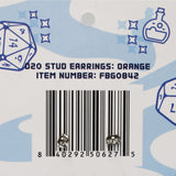 D20 Stud Earrings: Orange Jewelry Foam Brain Games