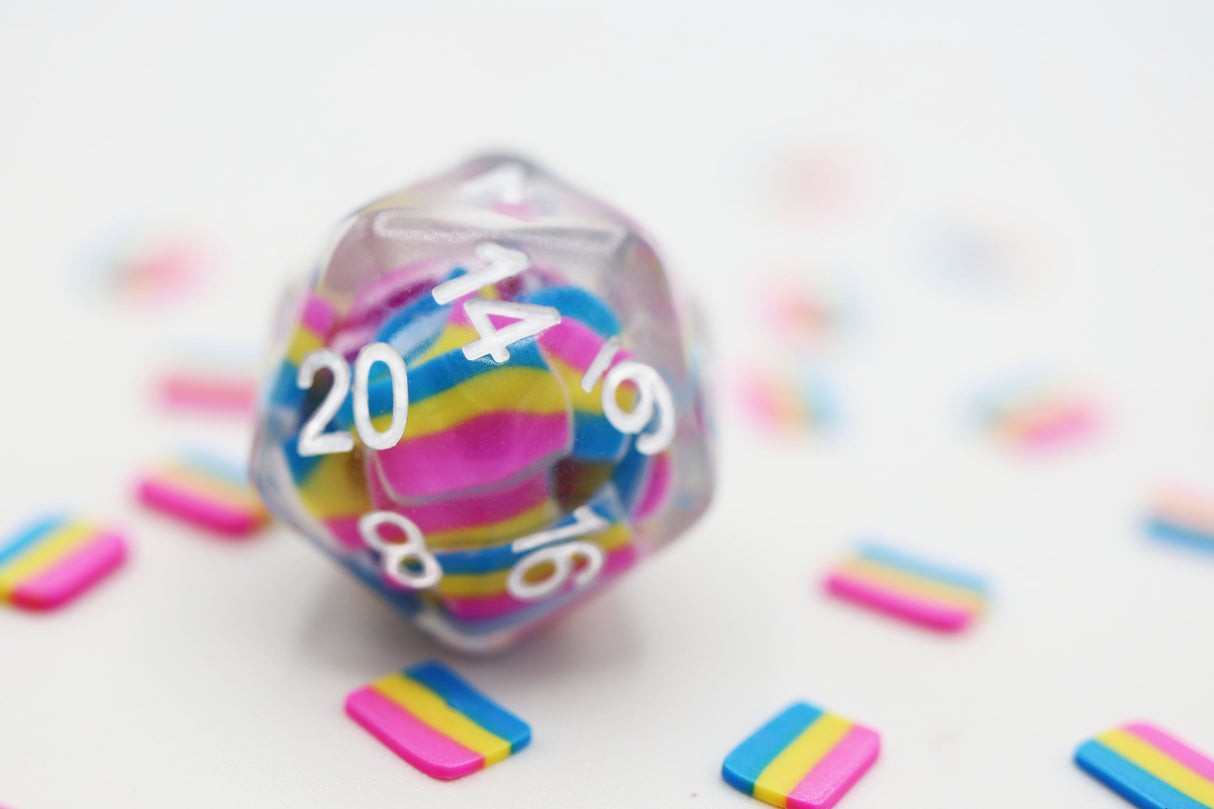 Pride Flag Single D20 Plastic Dice Foam Brain Games