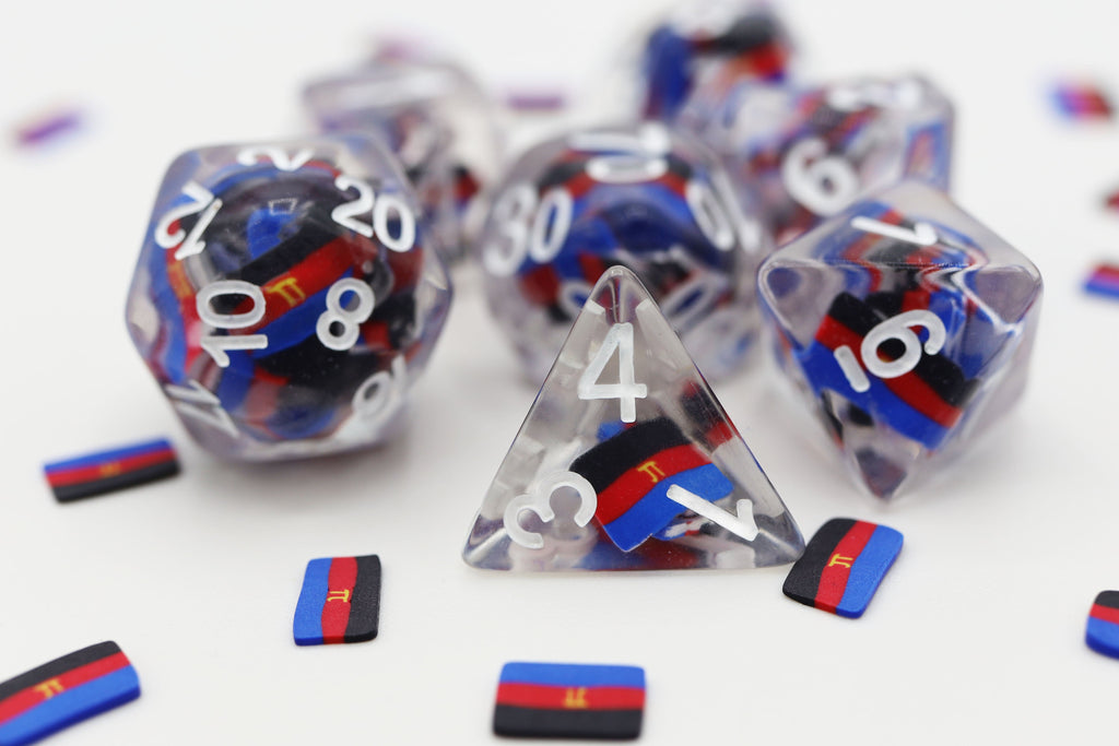 Polyamorous Flag RPG Dice Set Plastic Dice Foam Brain Games