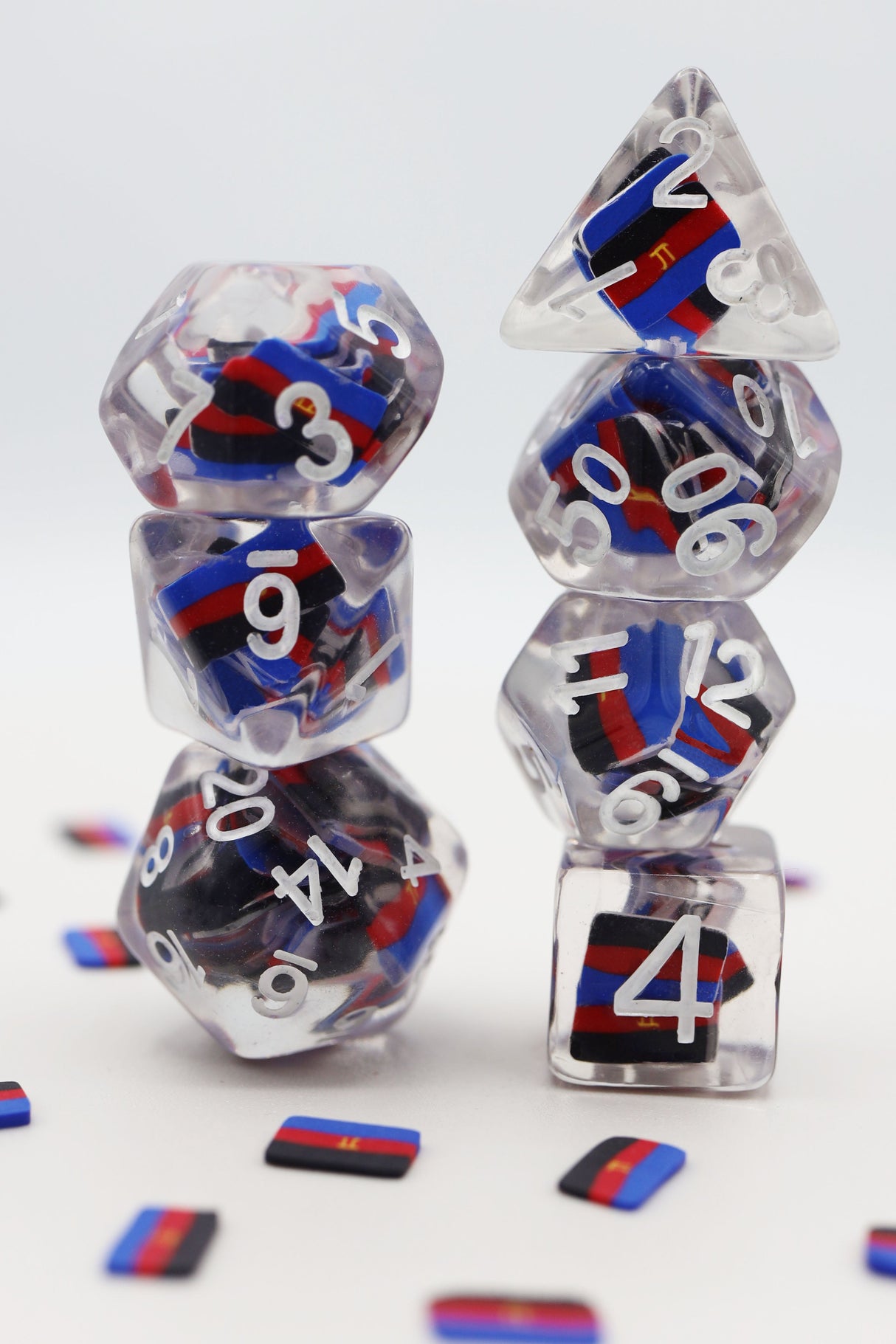 Polyamorous Flag RPG Dice Set Plastic Dice Foam Brain Games