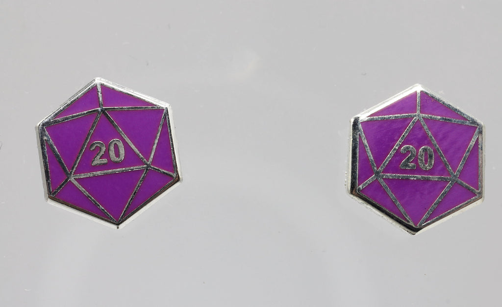 D20 Stud Earrings: Purple Jewelry Foam Brain Games