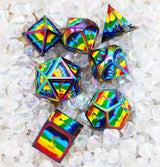 Rainbow Pride Flag - Metal RPG Dice Set Metal Dice Foam Brain Games