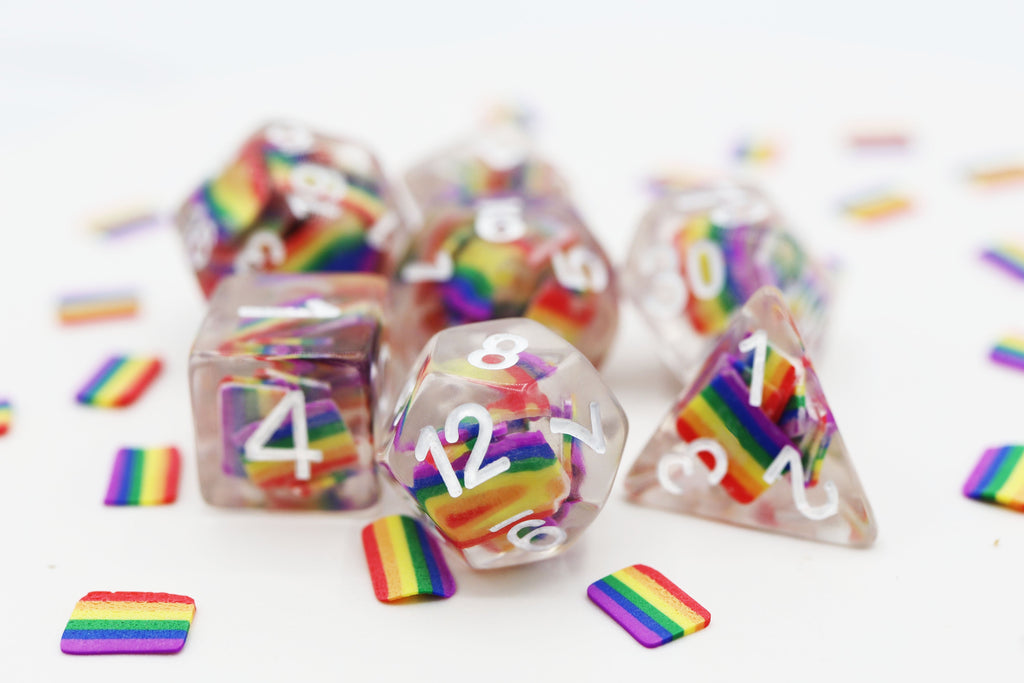 Rainbow Flag RPG Dice Set Plastic Dice Foam Brain Games