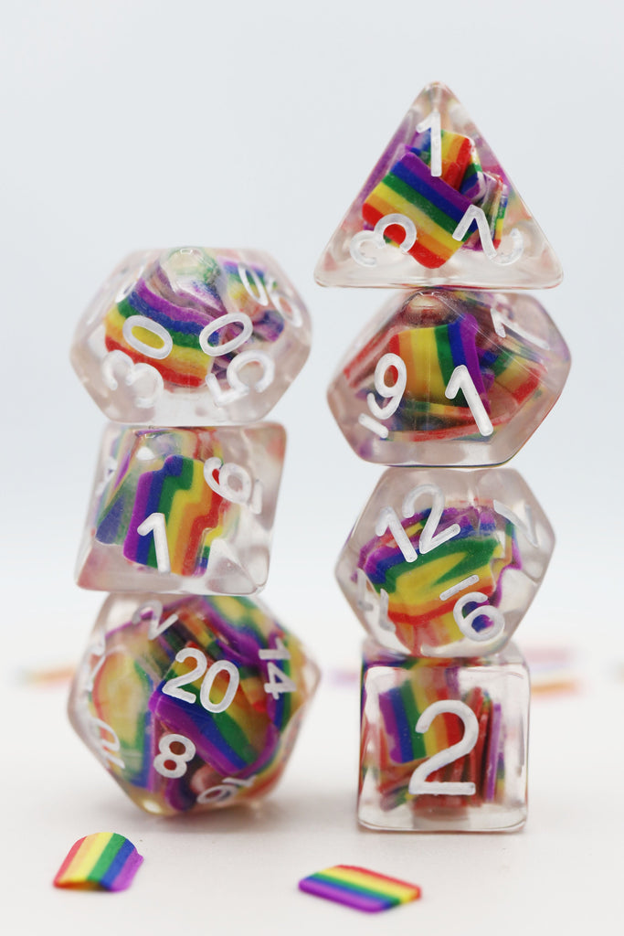 Rainbow Flag RPG Dice Set Plastic Dice Foam Brain Games