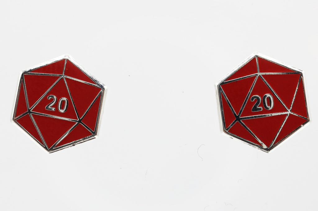 D20 Stud Earrings: Red Jewelry Foam Brain Games