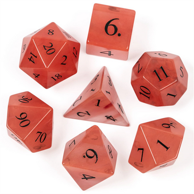 Red Watermelon Glass - Engraved Stone Dice Foam Brain Games