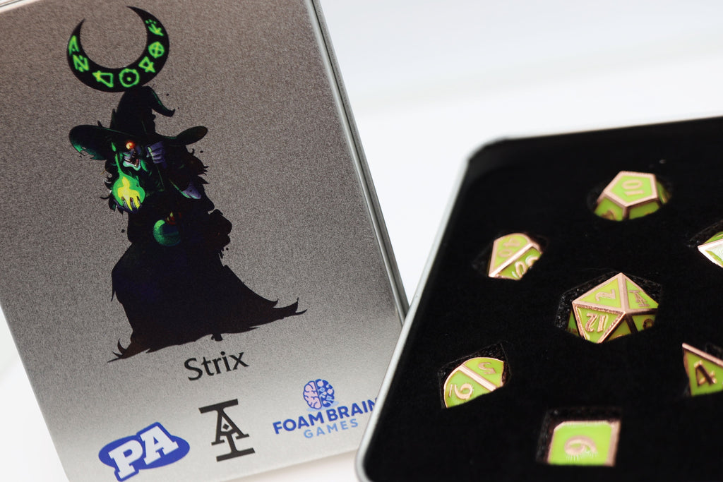 Acquisitions Inc Character Dice: Strix Metal Dice Foam Brain Games