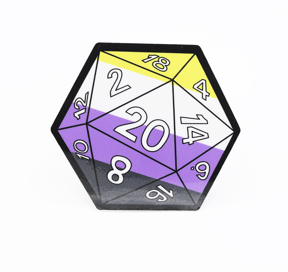 D20 Sticker - Nonbinary Pride Stickers Foam Brain Games