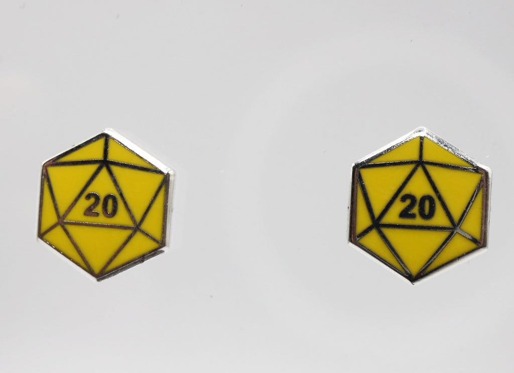 D20 Stud Earrings: Yellow Jewelry Foam Brain Games