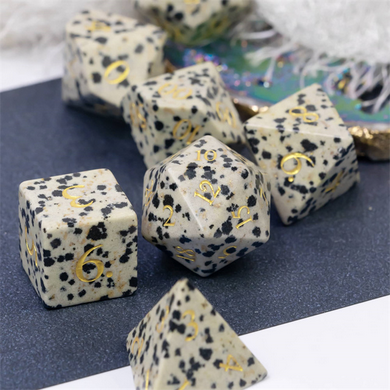 Black Speckle Gemstone - Engraved with Gold Stone Dice Foam Brain Games