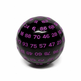 45mm D100 - Black Opaque with Purple Plastic Dice Foam Brain Games