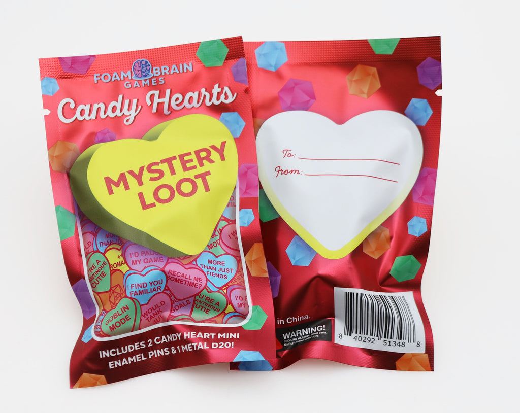 Mystery Loot: Candy Hearts 3 Metal Dice Foam Brain Games