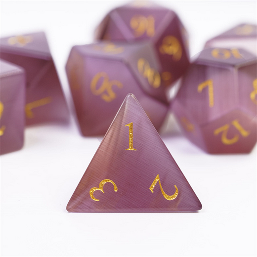 Cat's Eye Mauve - Gemstone Engraved with Gold Stone Dice Foam Brain Games