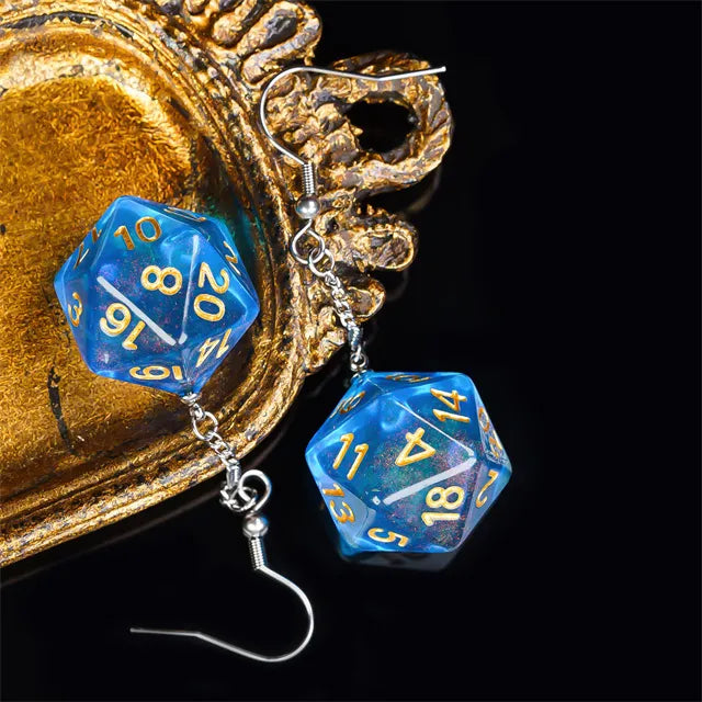 D20 Aurora Earrings: Deep Blue Jewelry Foam Brain Games