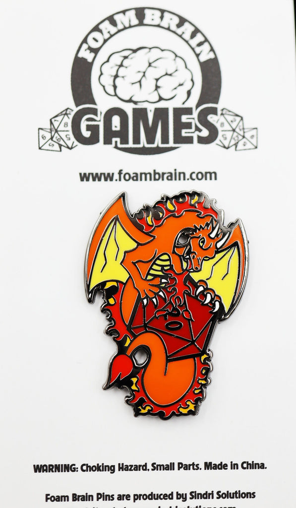 Dice Dragon Pin - Fire Enamel Pin Foam Brain Games