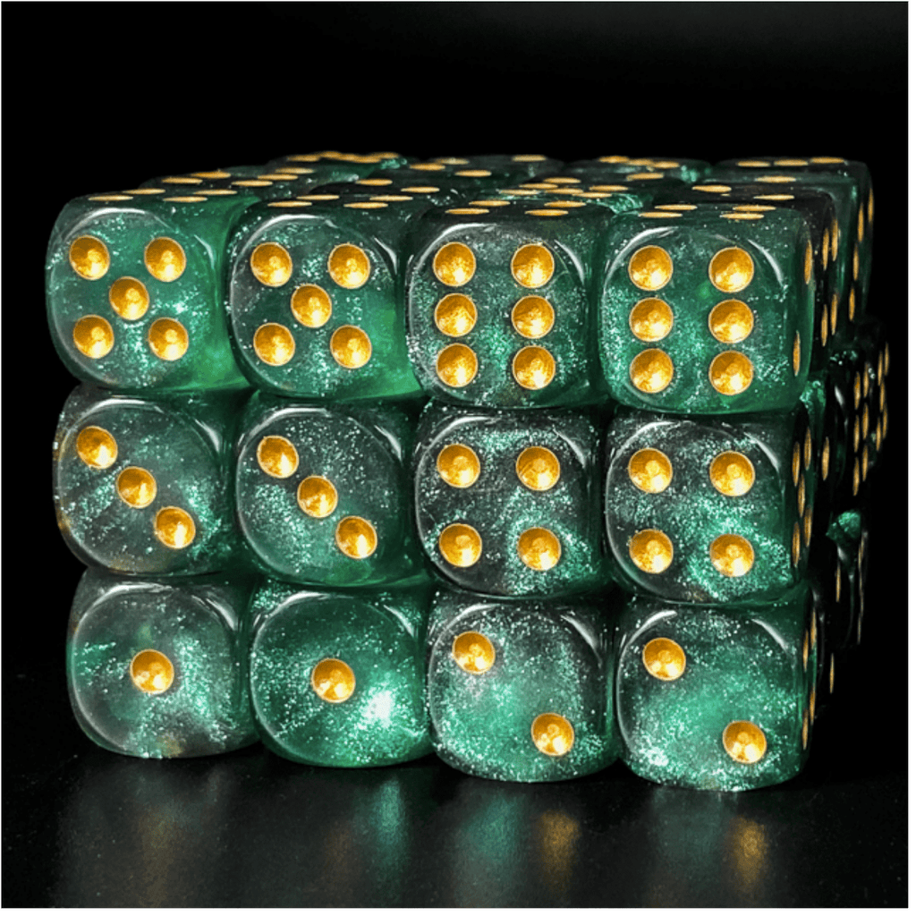 12 piece Pip D6's - Evergreen Forest Plastic Dice Foam Brain Games