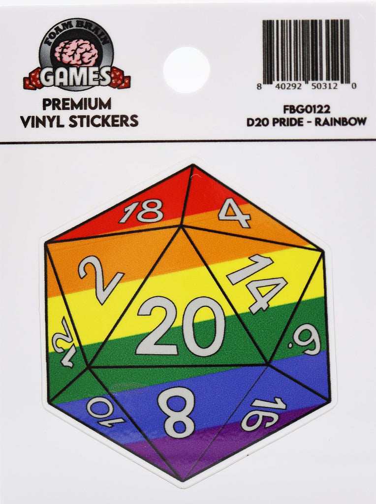 D20 Sticker - Rainbow Pride Stickers Foam Brain Games