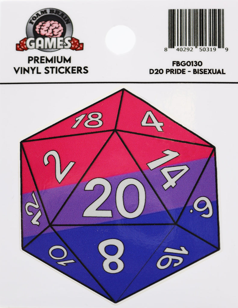 D20 Sticker: Bisexual Pride Stickers Foam Brain Games