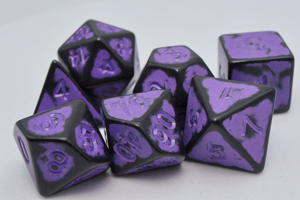 Timeworn Purple RPG Dice Set Plastic Dice Foam Brain Games