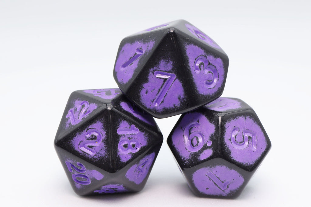 Timeworn Purple RPG Dice Set Plastic Dice Foam Brain Games
