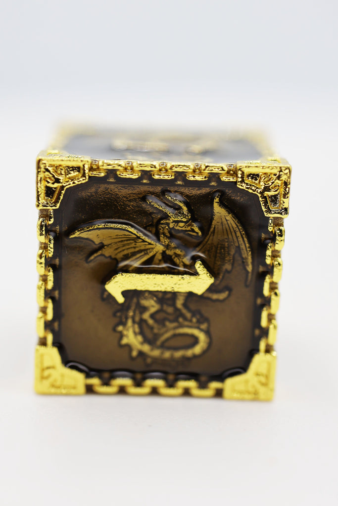 Chained Dragon: Gold Void - Metal RPG Dice Set Metal Dice Foam Brain Games